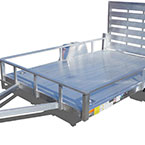 Open Aluminum Exterior - Front 3/4 View with Ramp Up (Shown with Optional Features including aluminum plank floor)