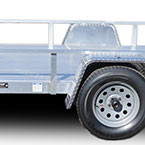 Open Aluminum Exterior - Side View with Ramp Down (Shown with Optional Features including aluminum plank floor)